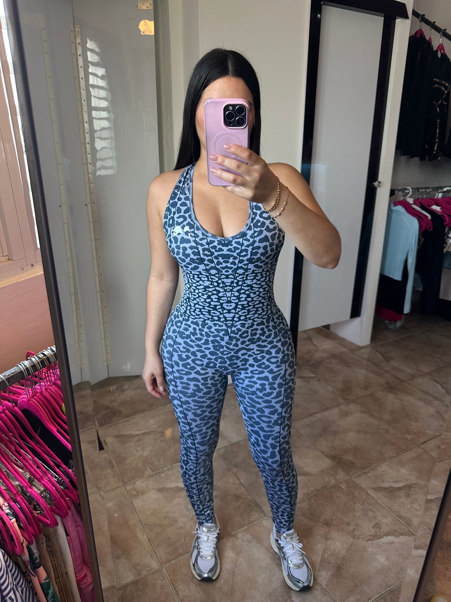 Navy Leopard Jumpsuit