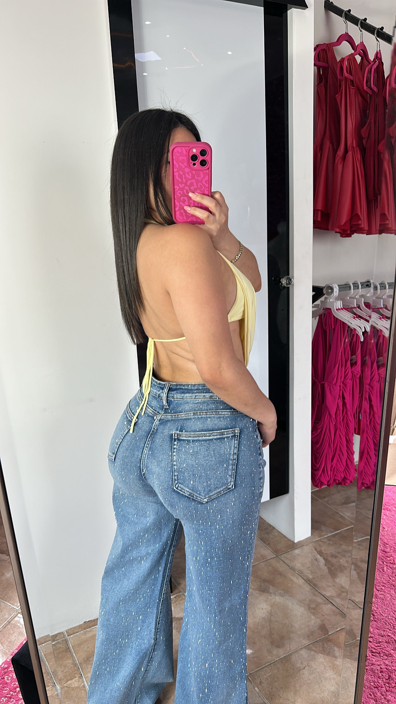 Rhinestone Denim Pants