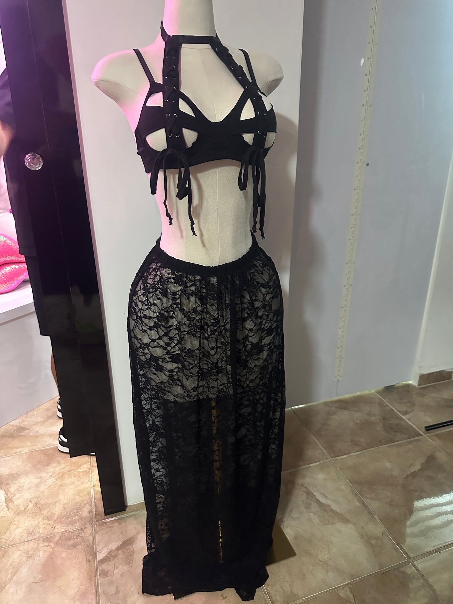 Lace Long Black Skirt