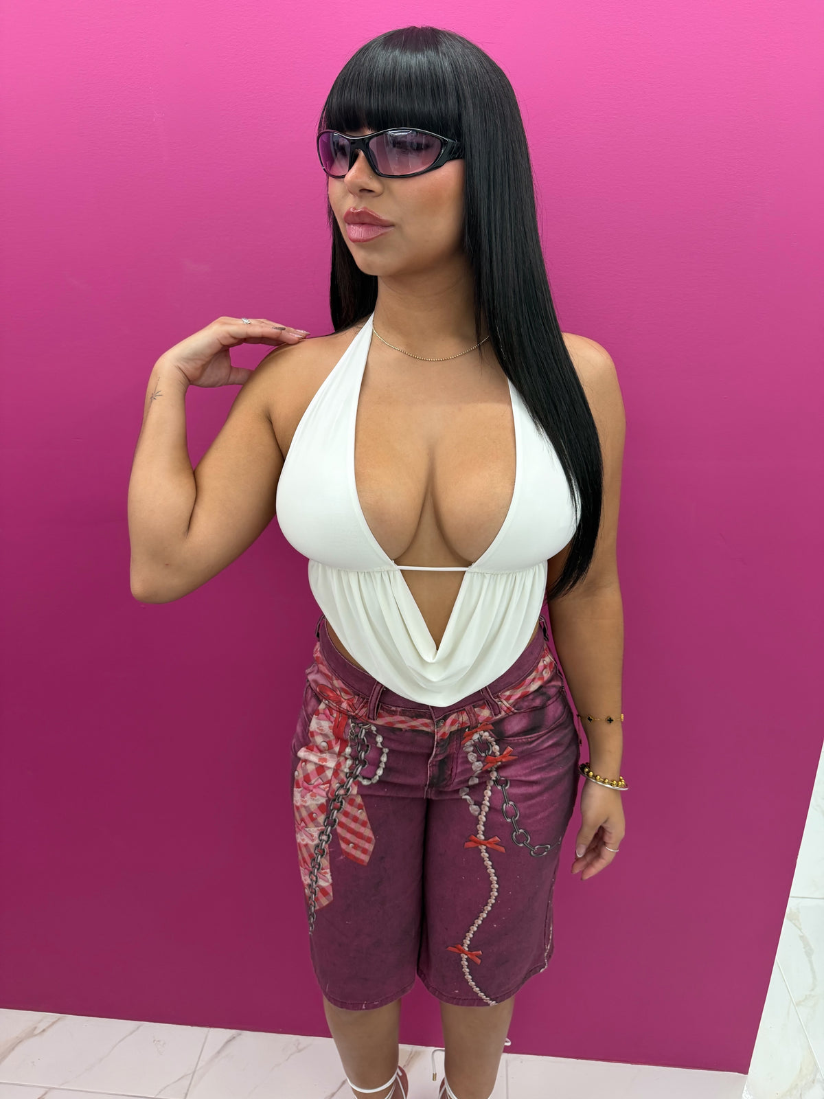 White Halter Top