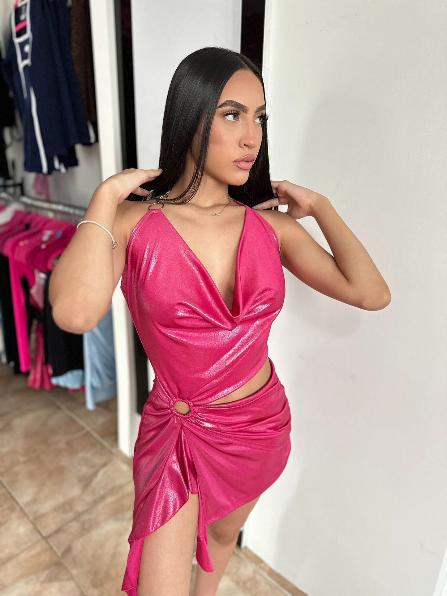 Pink Glossy Dress