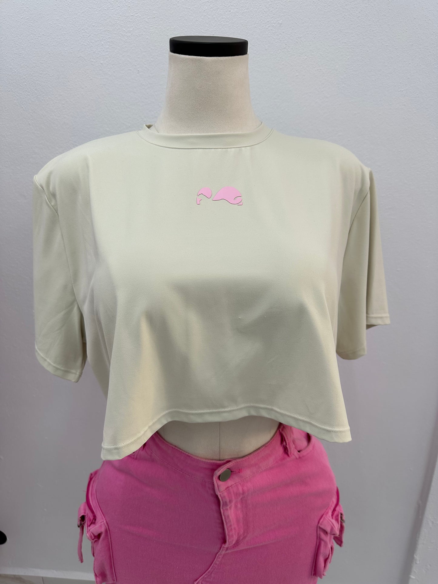 Creamy Pink Dryfit Crop Top