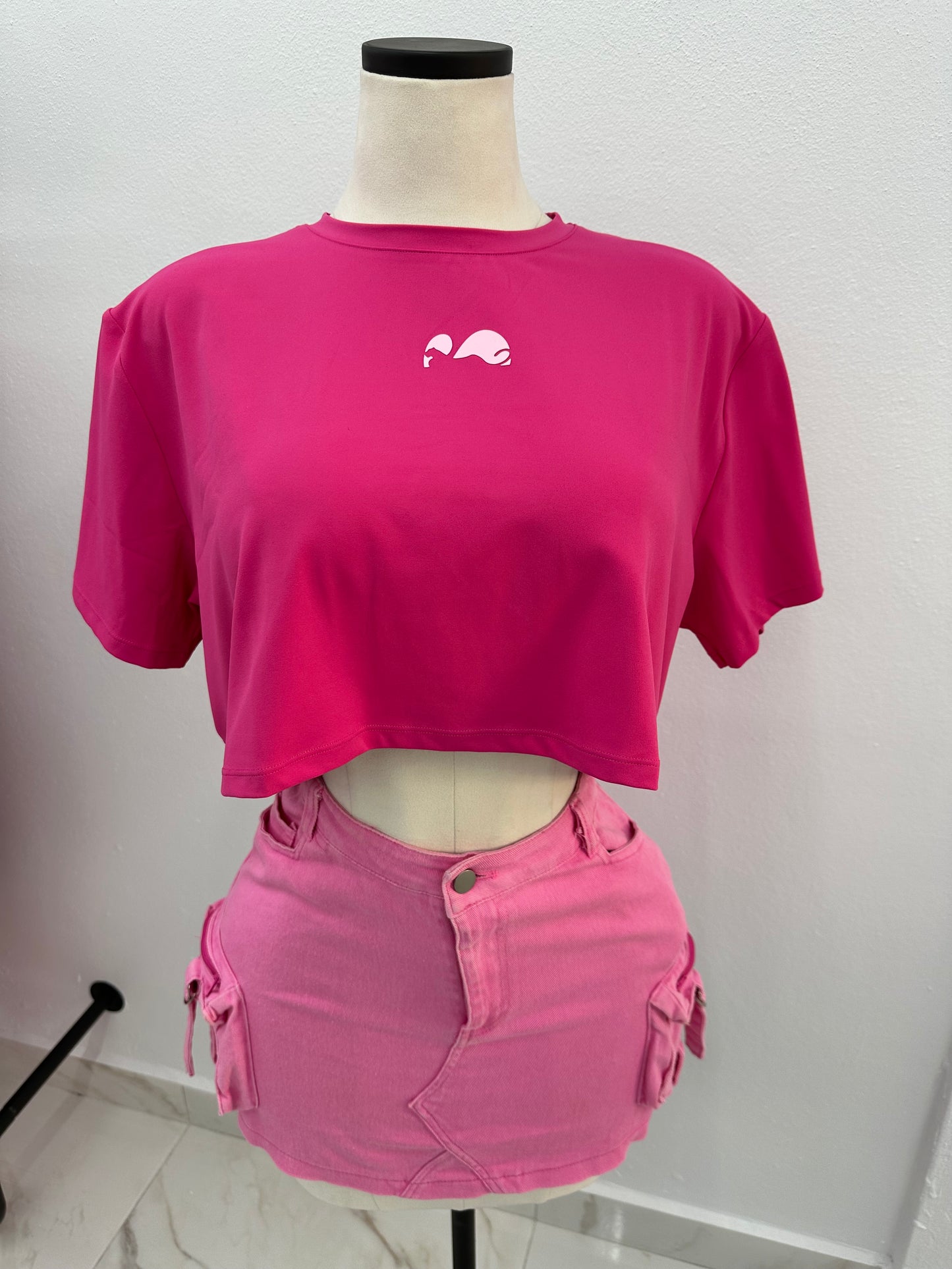 Pink & Pink Dryfit Crop Top