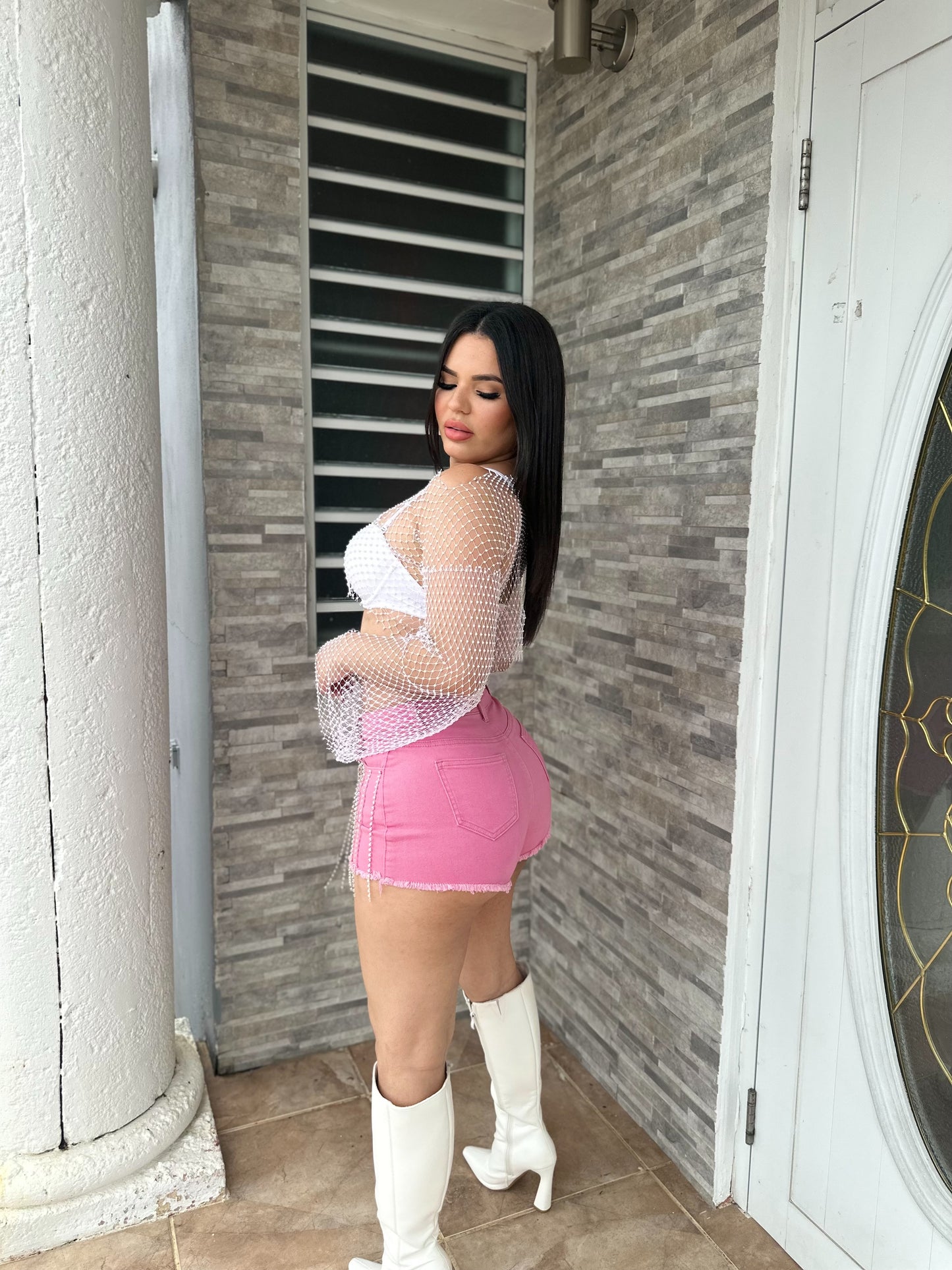 Rhinestone Pink Short