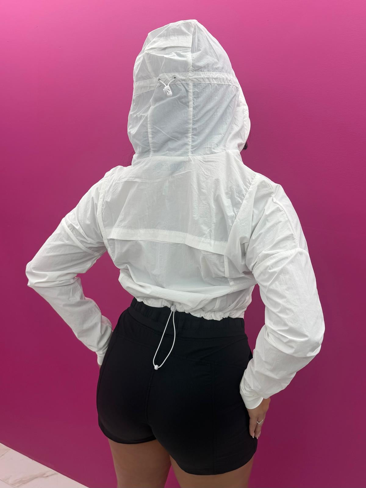 White Windproof Adjustable Jacket
