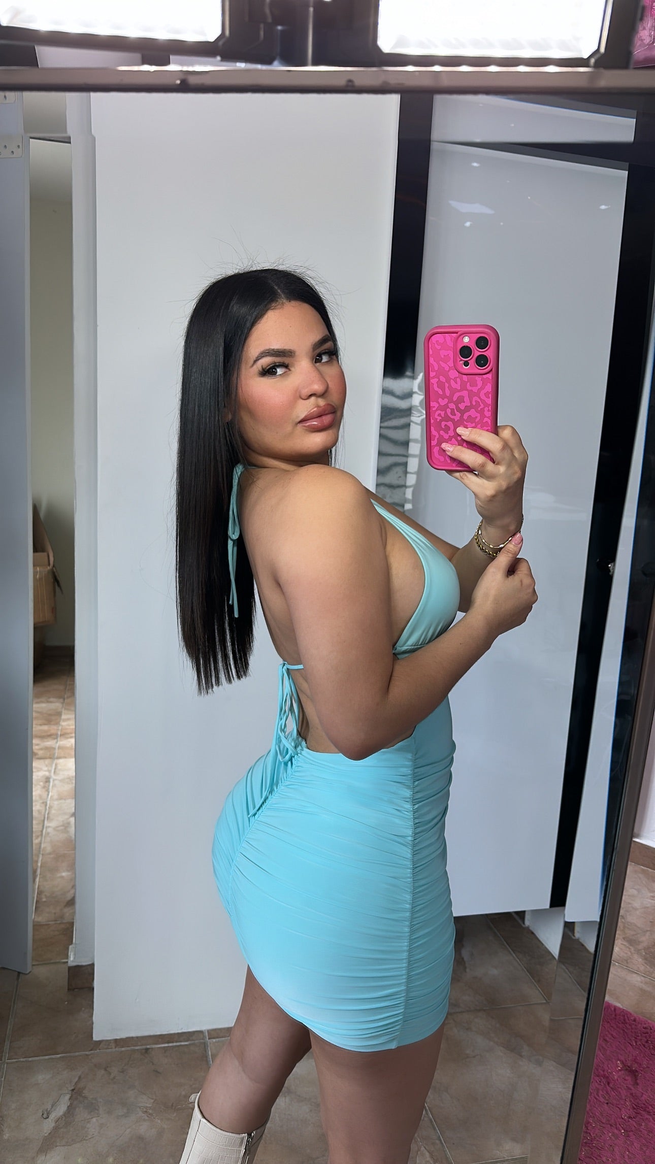 Aqua Halter Dress