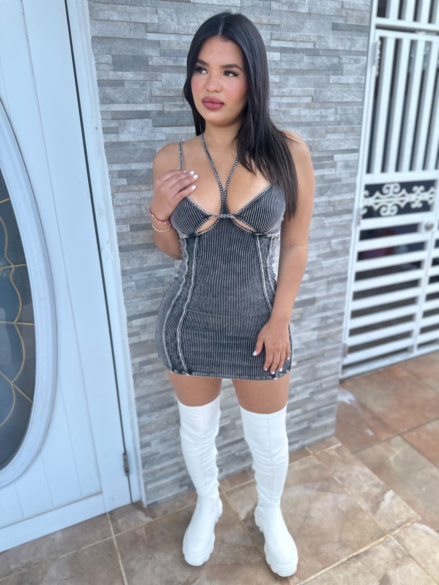 Black Mineral Mini Dress