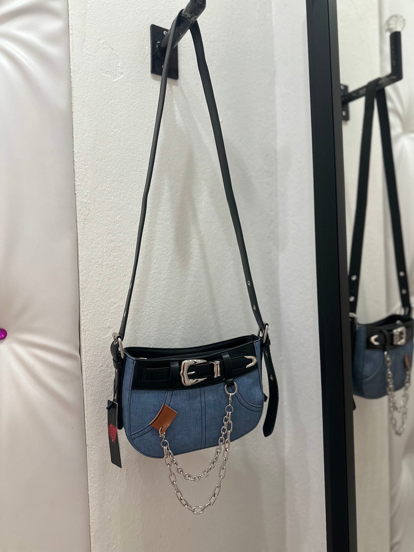 Denim Leather Belt Bag