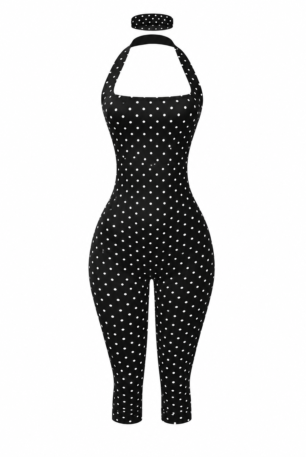 Black Polka Dot Capri Romper