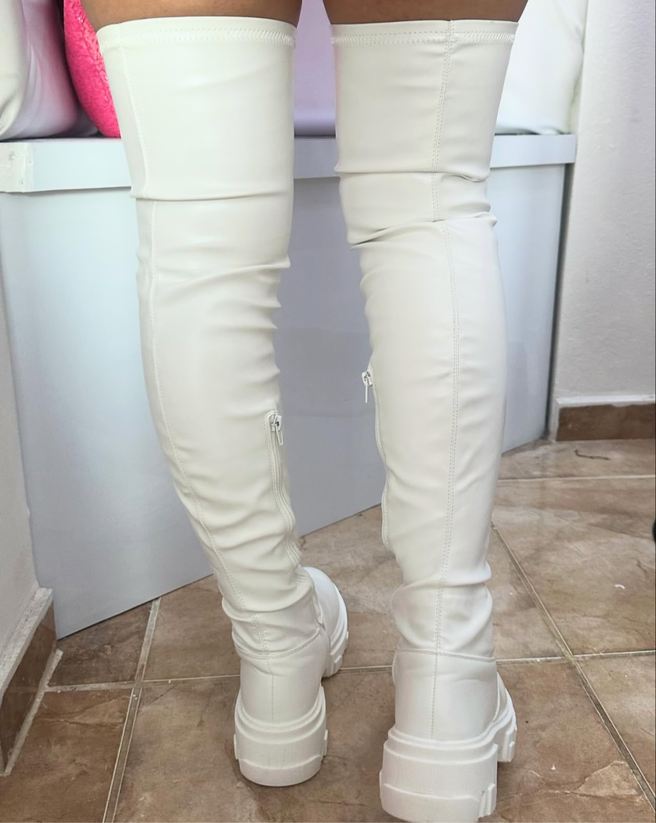 Knee High White Boots