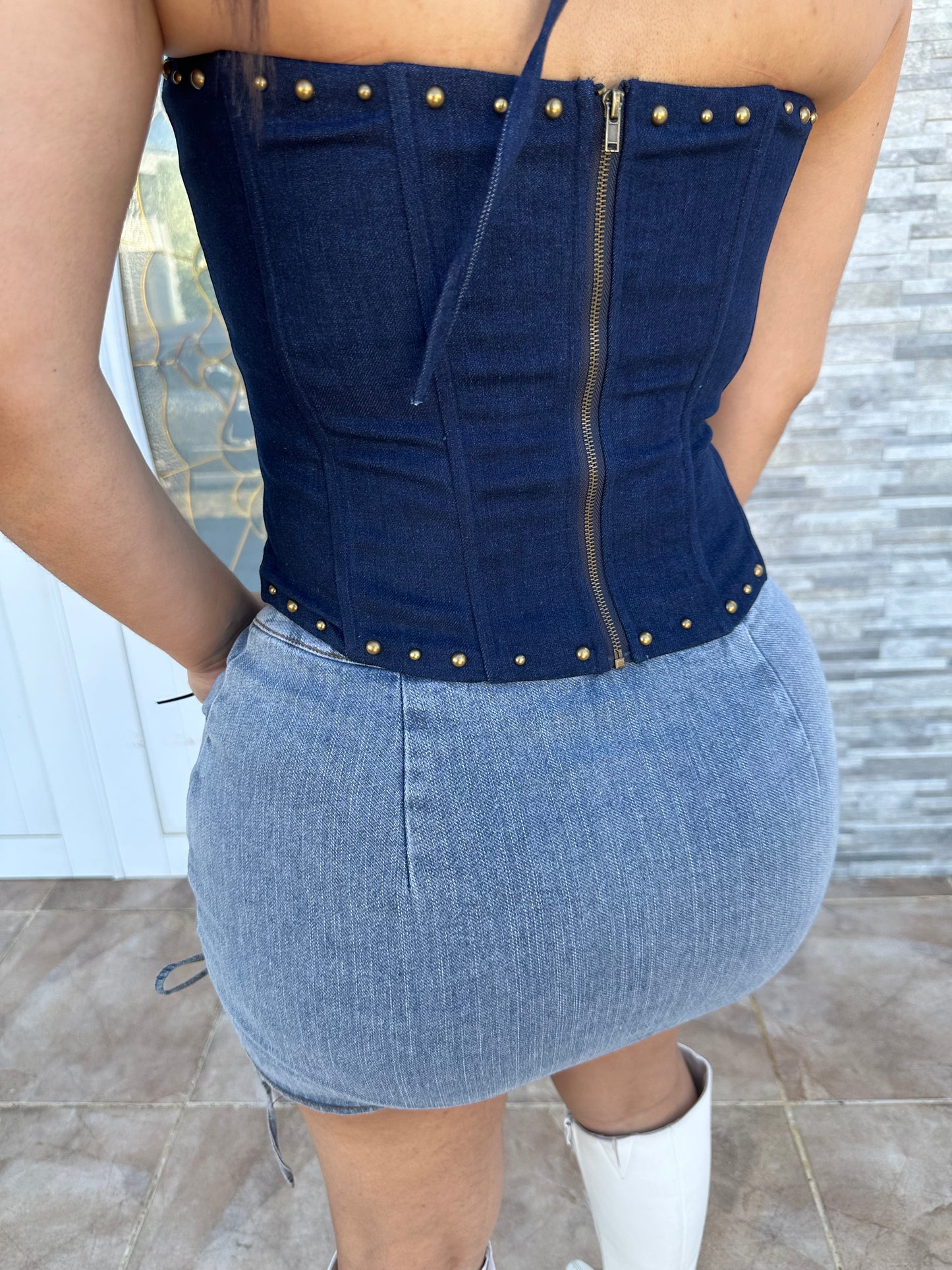 Blue Denim Corset