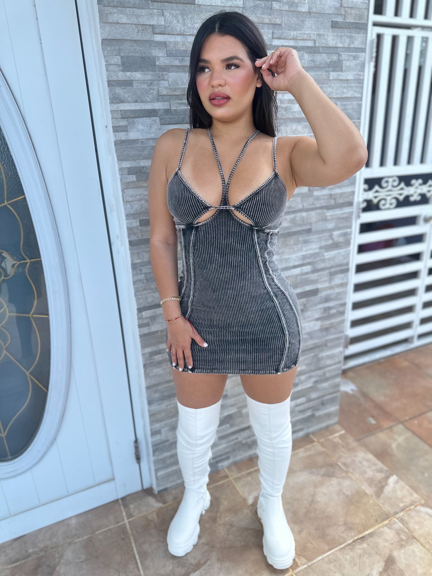 Black Mineral Mini Dress