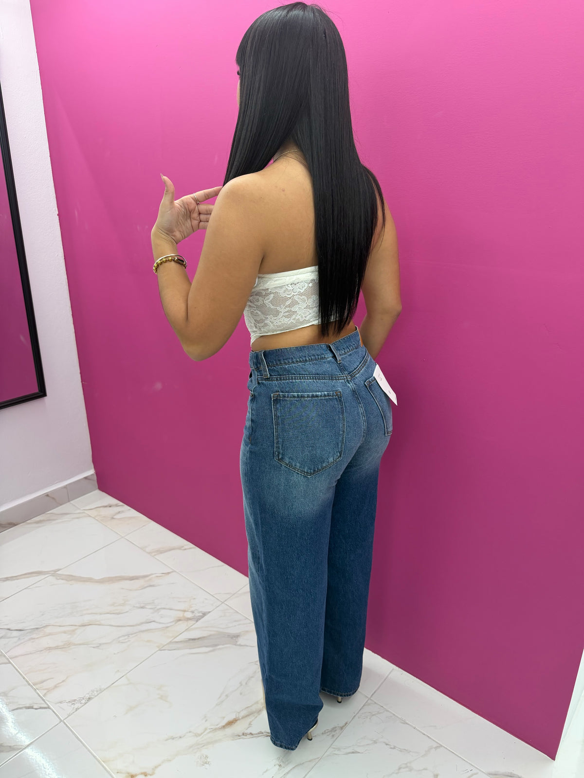 Medium Denim Folded Jeans