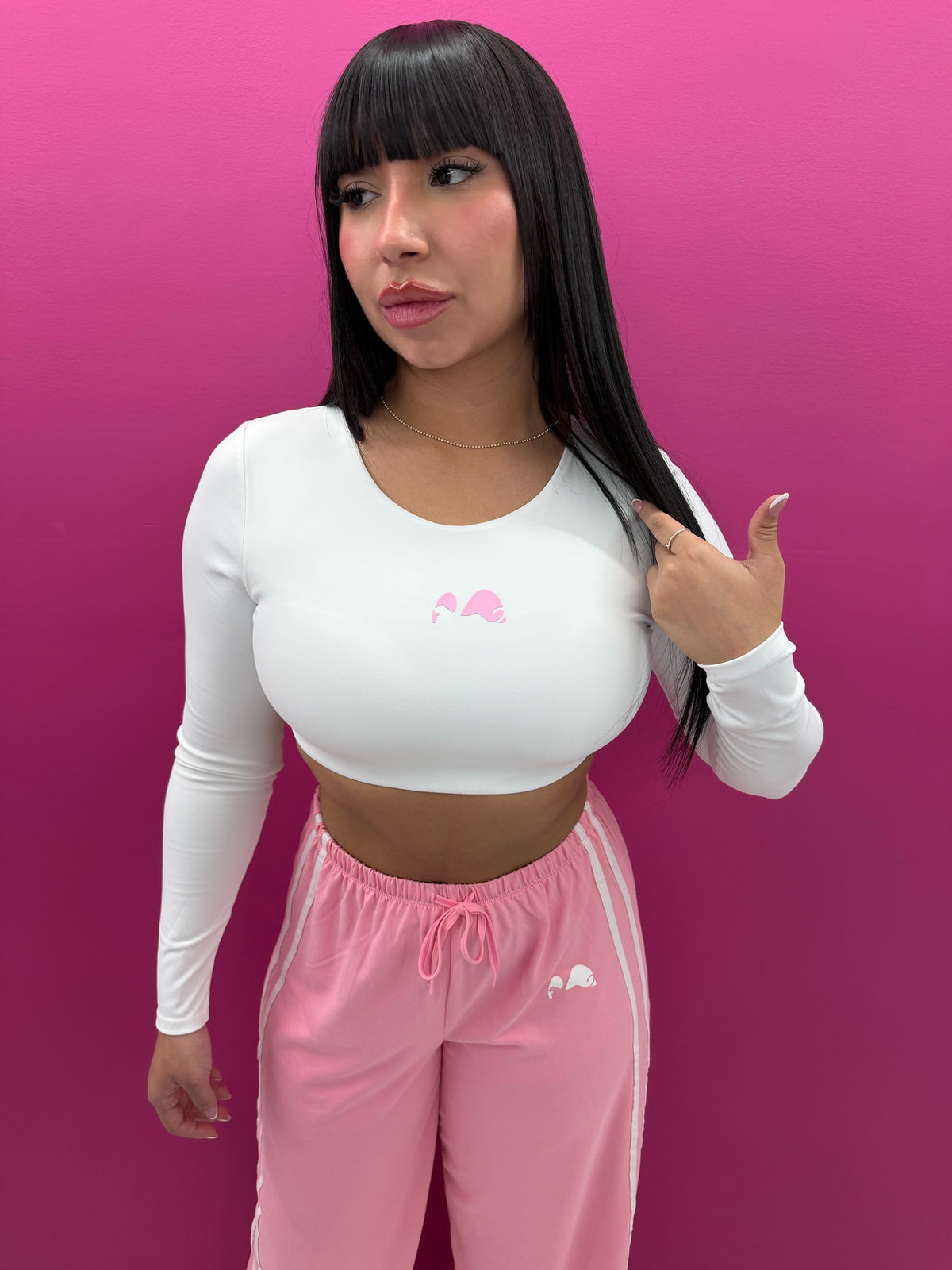 White & Pink Crop Top