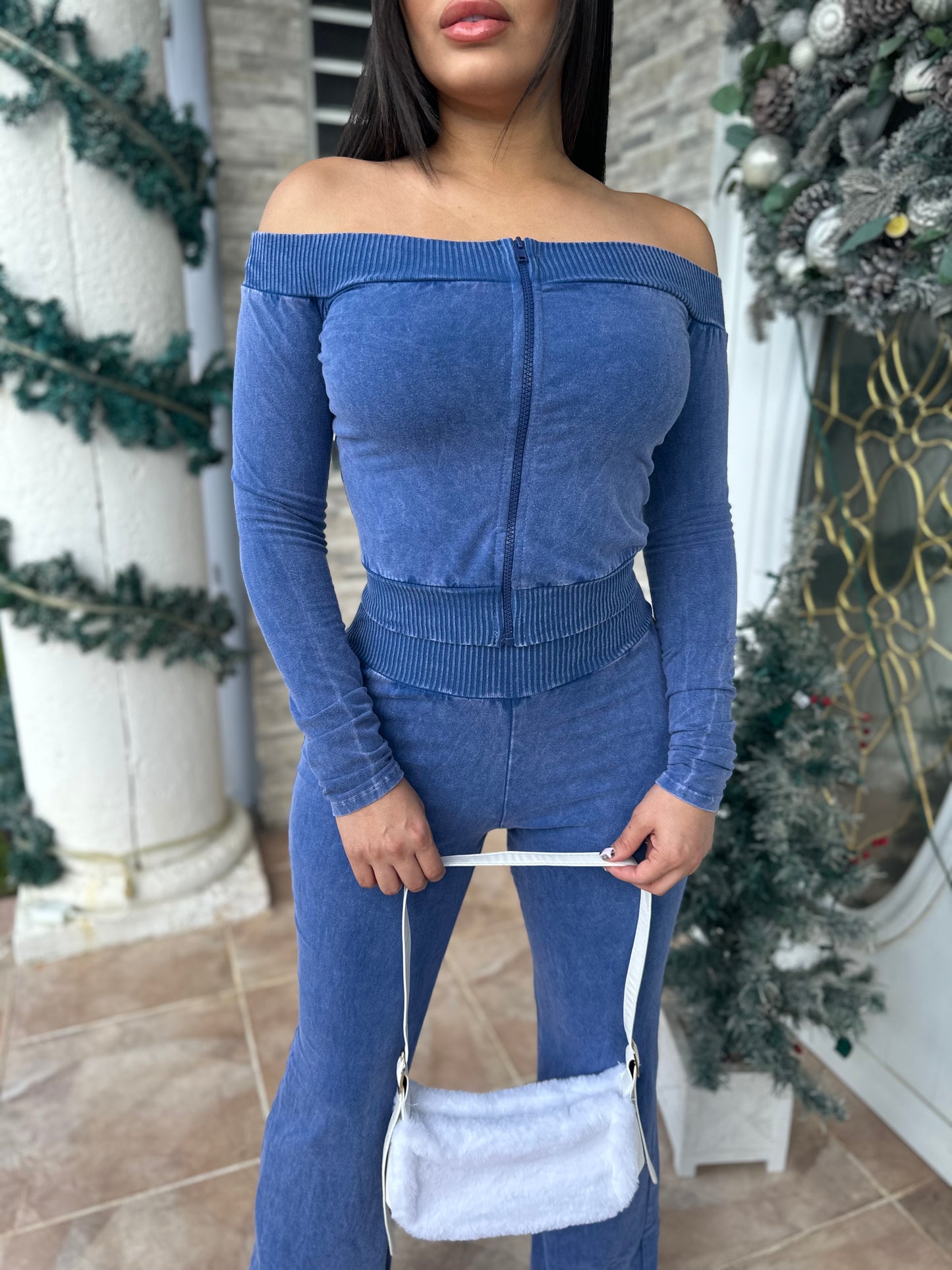 Indigo Off Shoulder Set