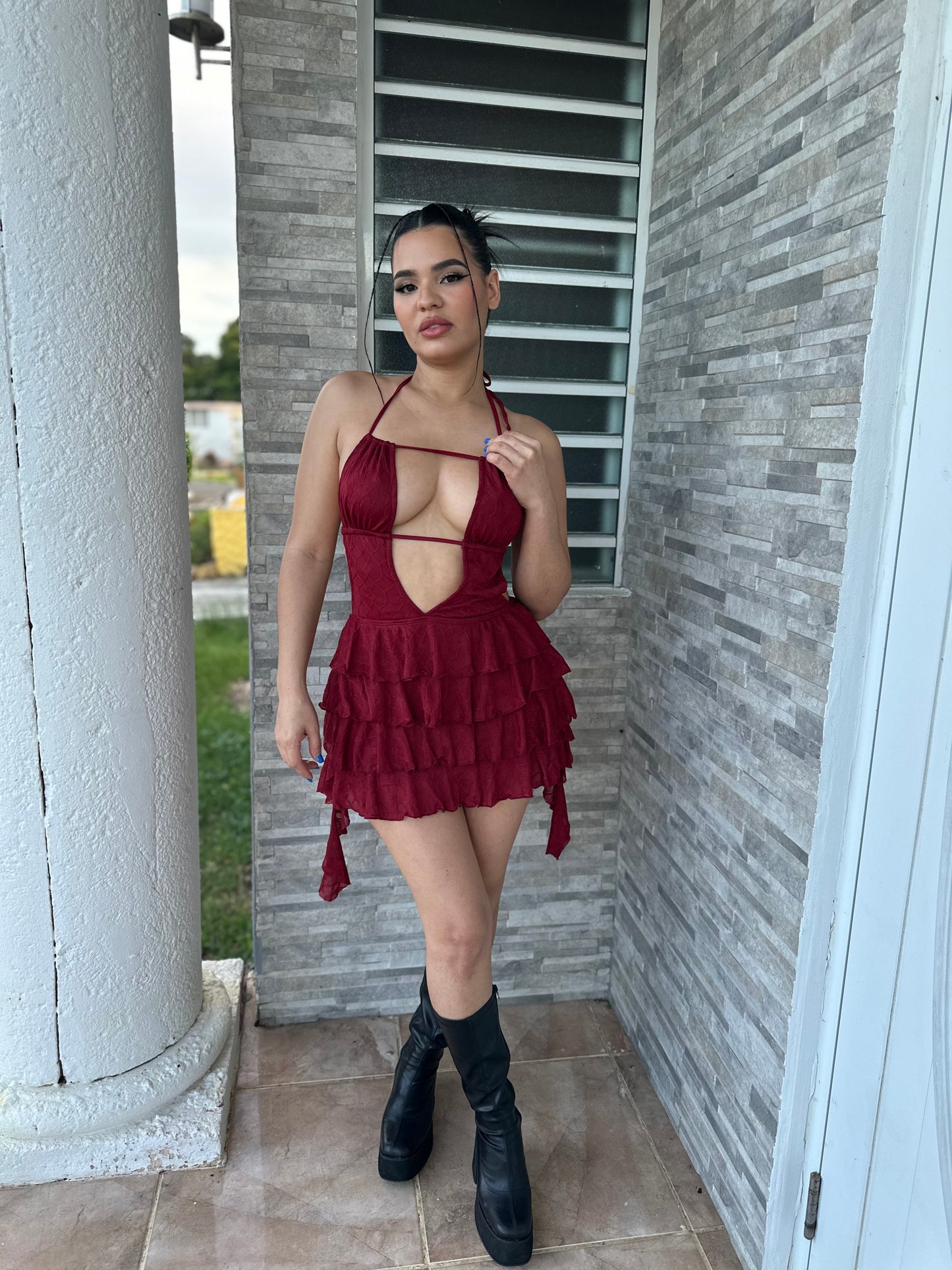 Burgundy Mini Dress (RESTOCK)