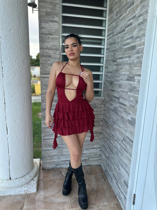 Burgundy Mini Dress (RESTOCK)