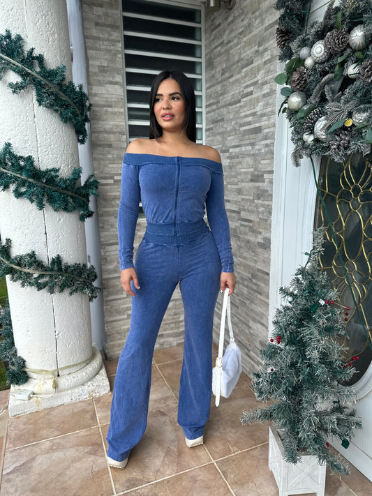 Indigo Off Shoulder Set