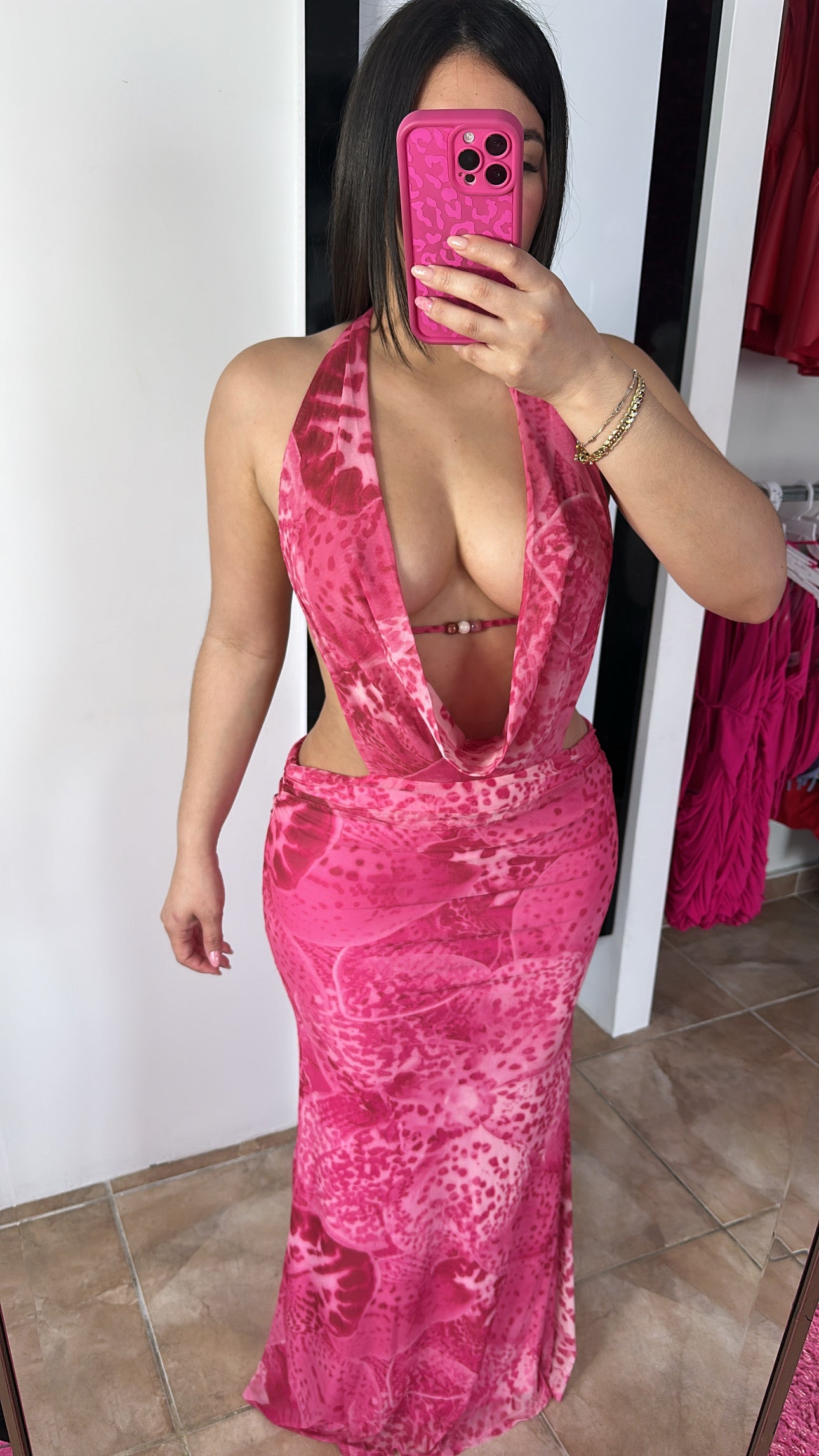 Pink Leopard Maxi Dress
