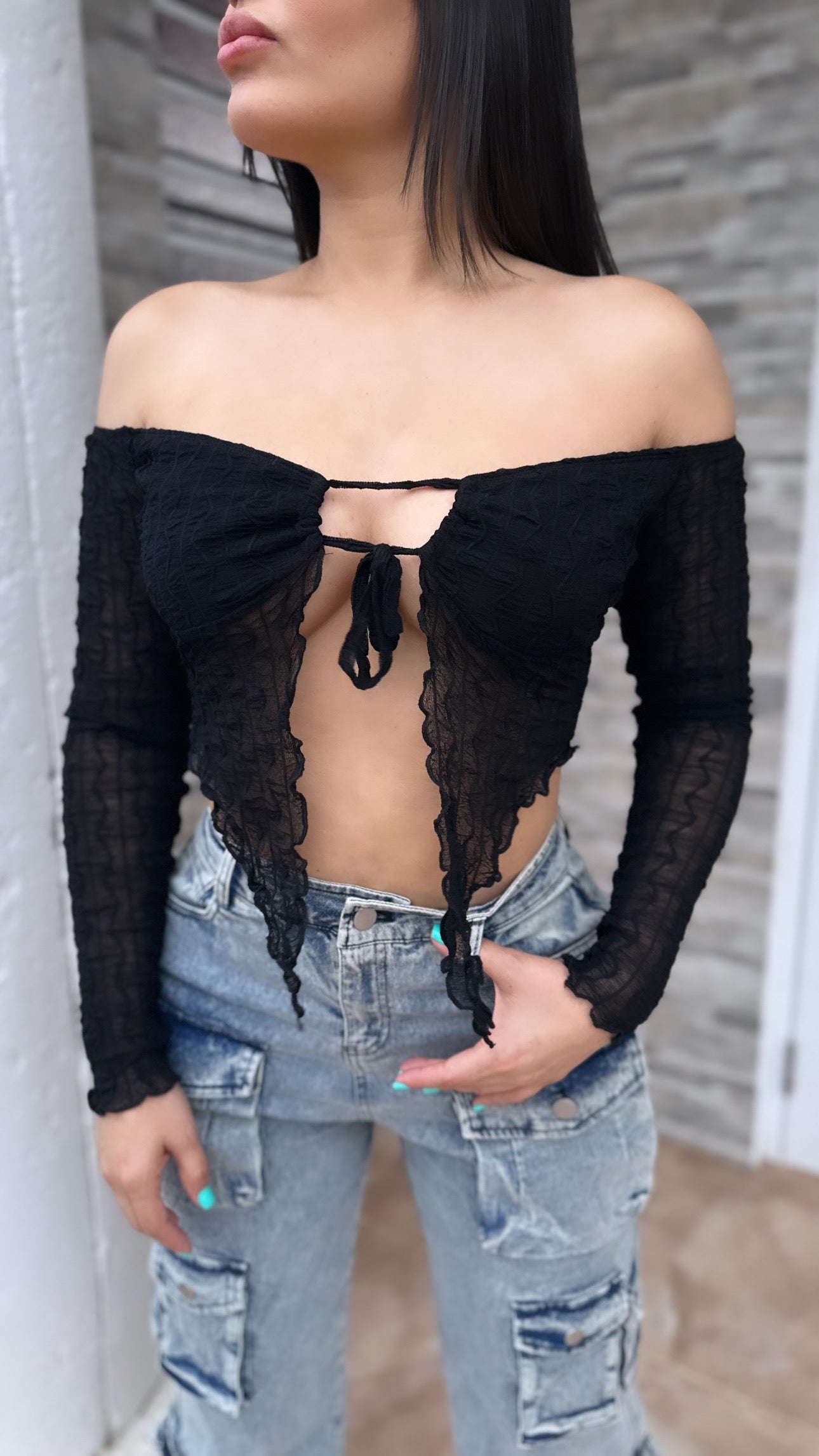 Off Shoulder Black Top