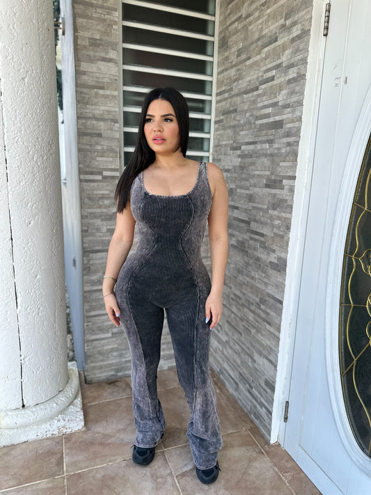 Black Mineral Low Back Jumpsuit