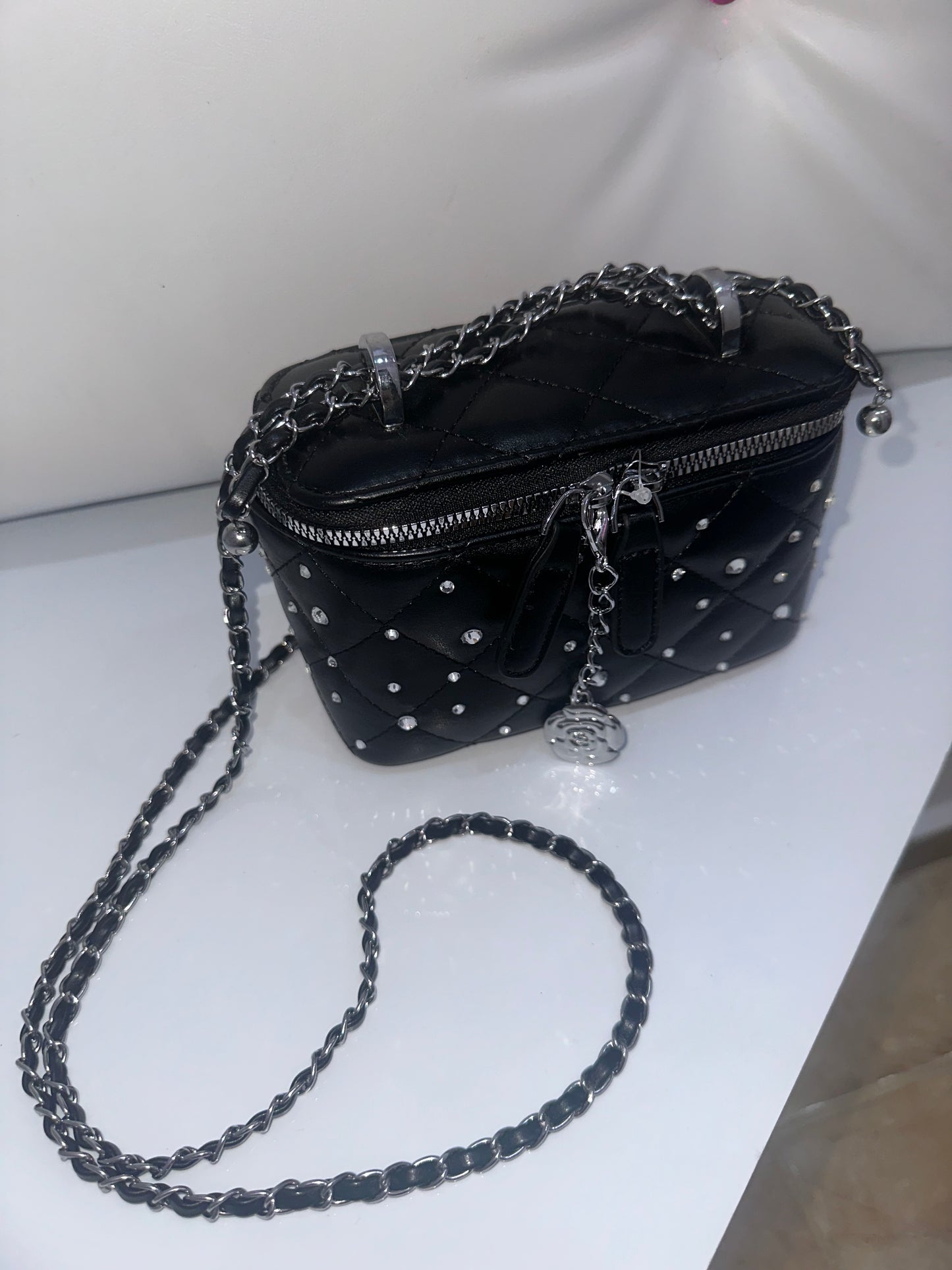 Crossbody Black Rhinestone Bag