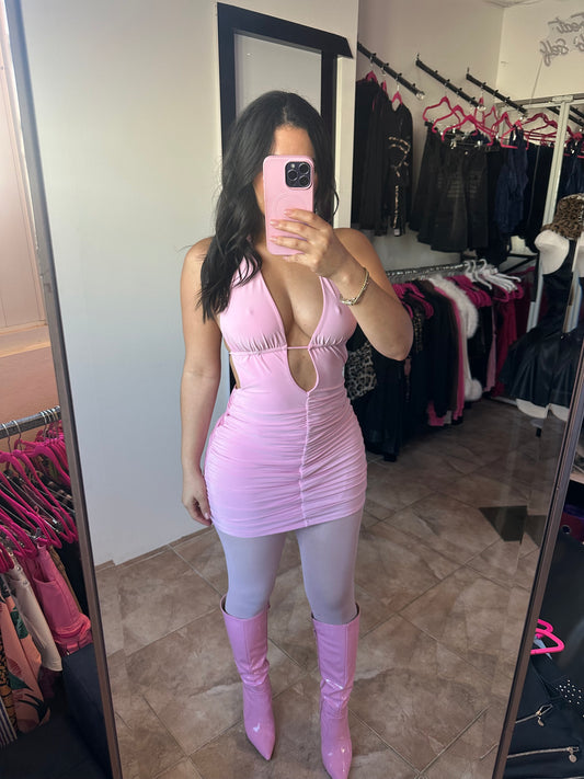 Baby Pink Halter Dress