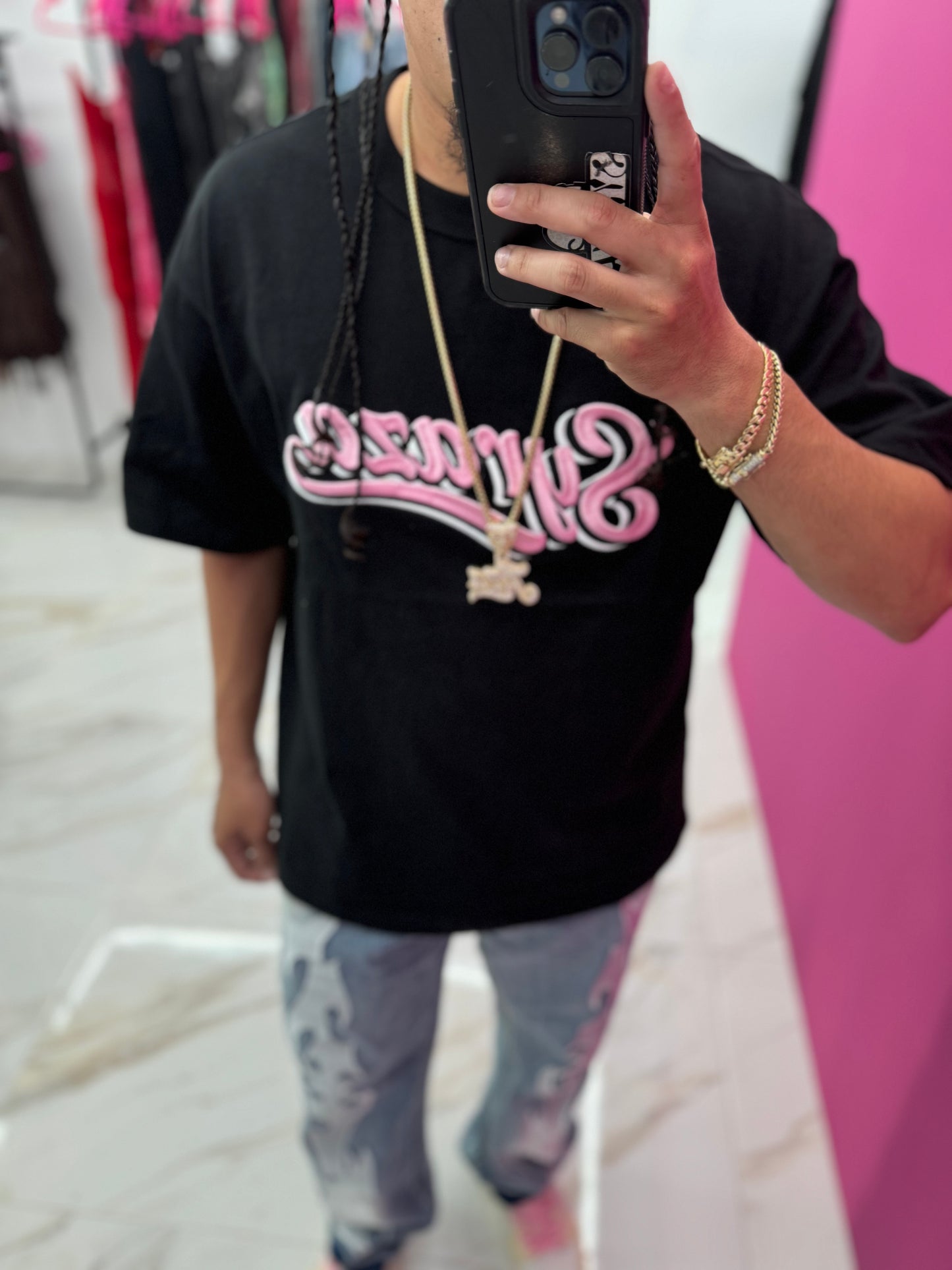 Pink Logo Black Men’s T-shirt