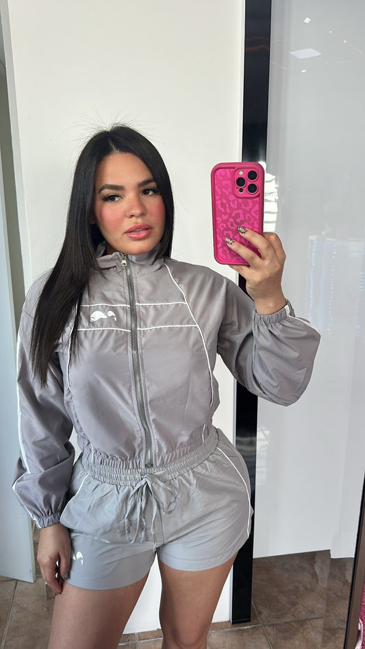 Light Gray Windproof Short Set