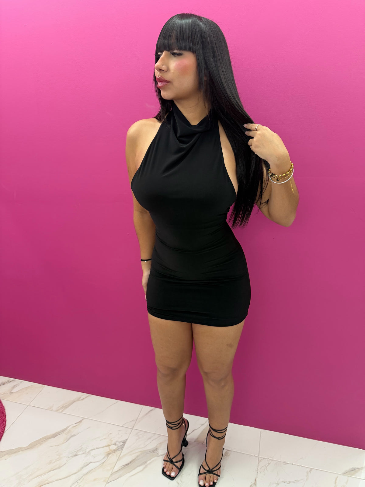 Halter Mini Black Dress