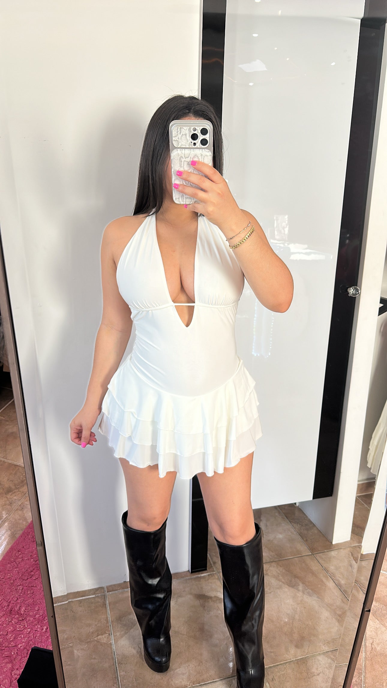 White Ruffle Dress