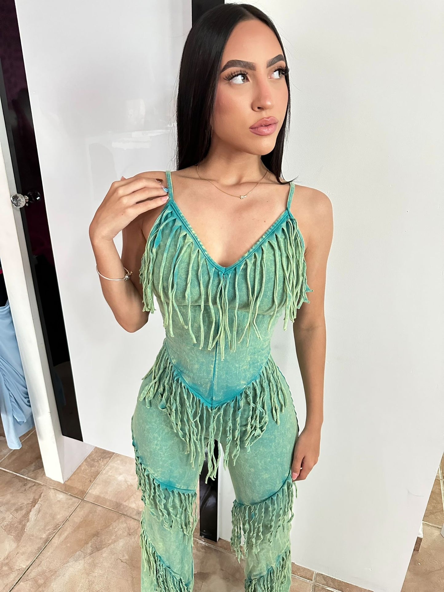 Green & Blue Mineral Jumpsuit
