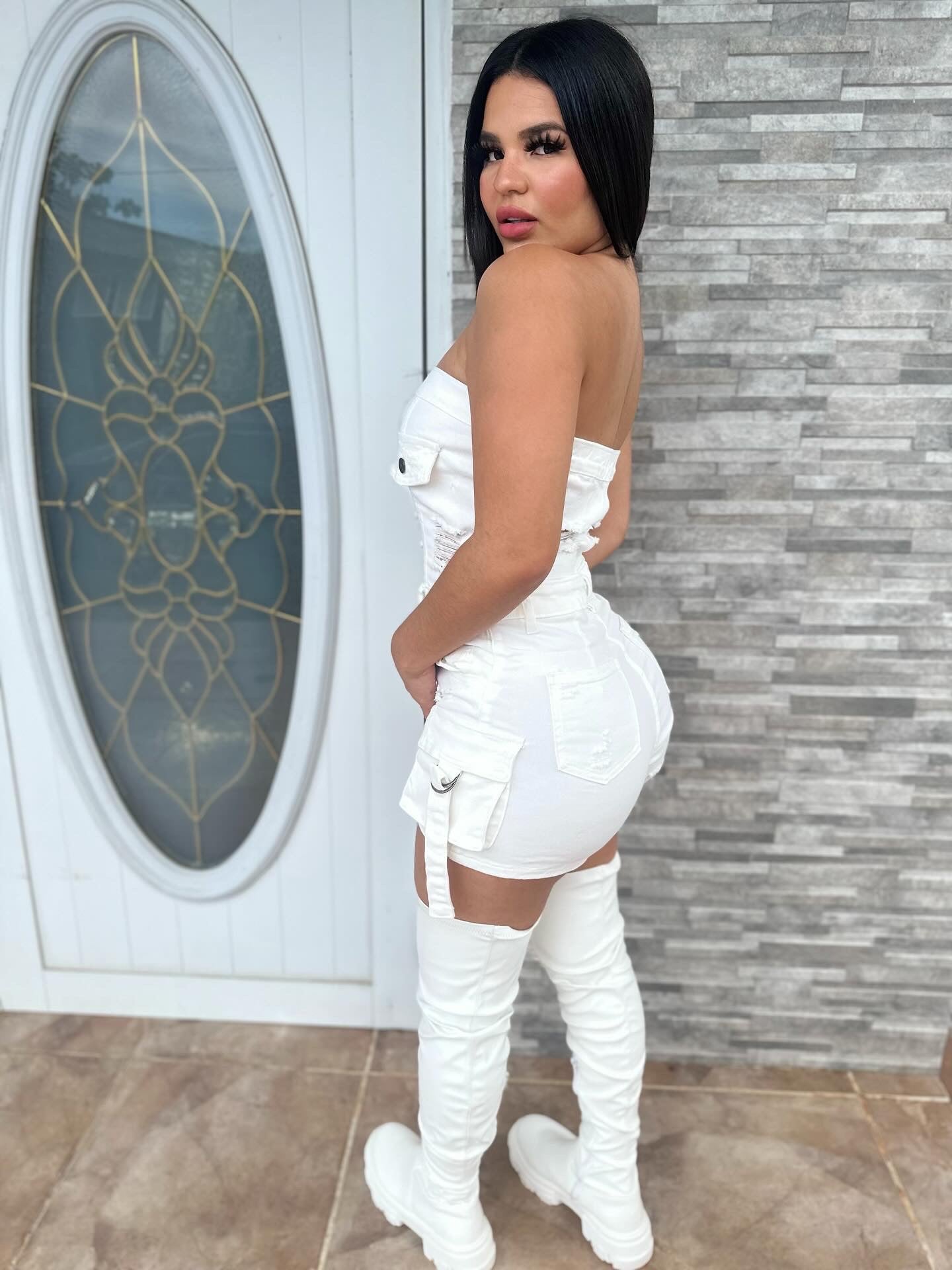 White Denim Romper