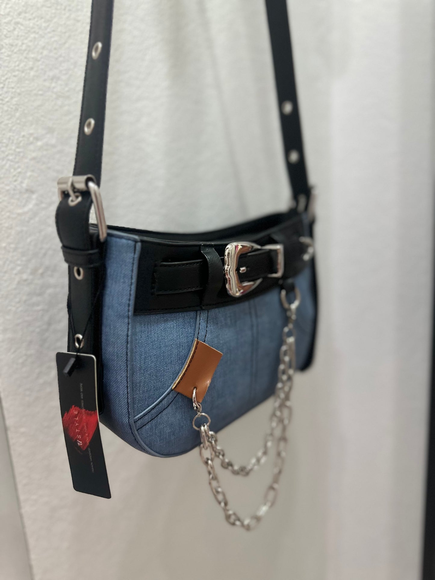 Denim Leather Belt Bag