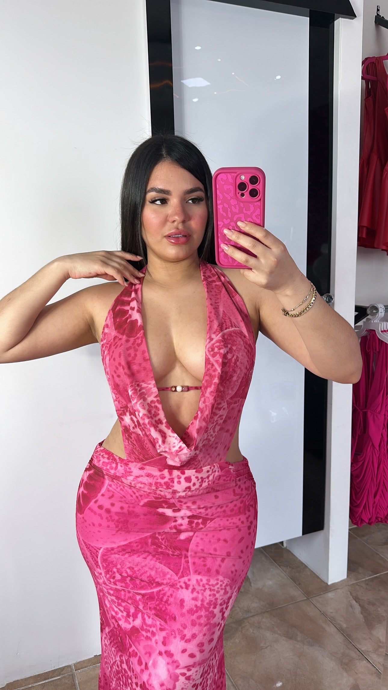 Pink Leopard Maxi Dress