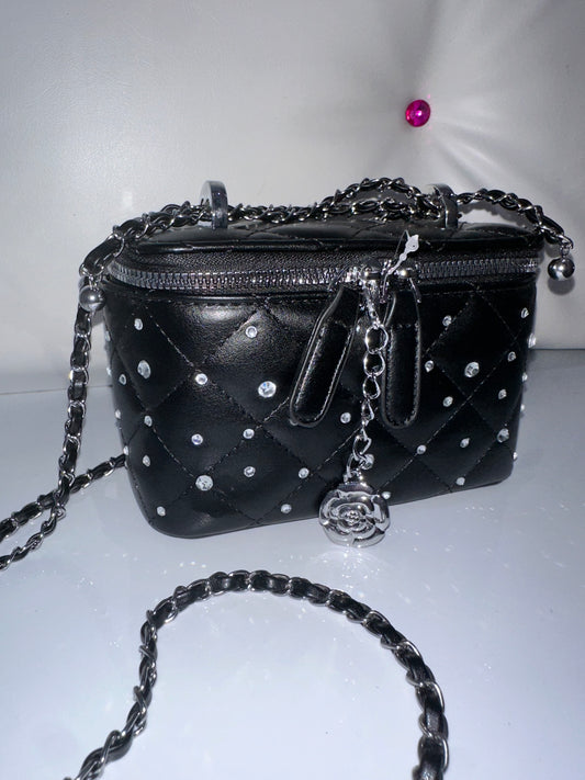Crossbody Black Rhinestone Bag
