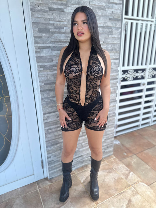 Lace Black Romper