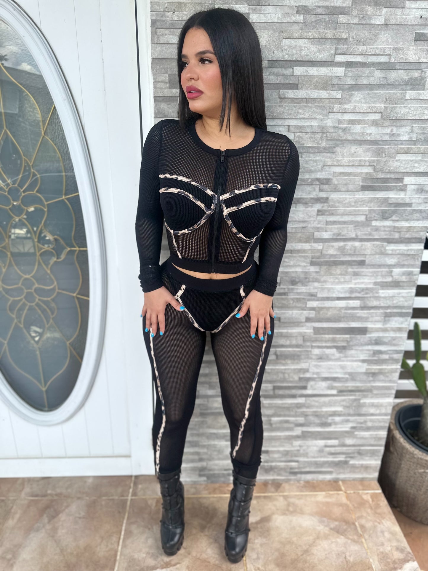 Mesh Leopard Legging Set