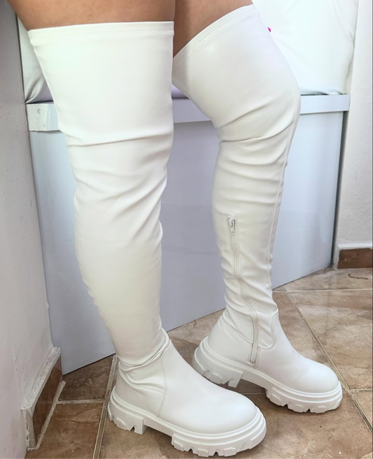 Knee High White Boots