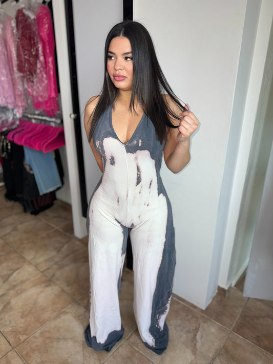Tie dye Open Back Jumpsuit