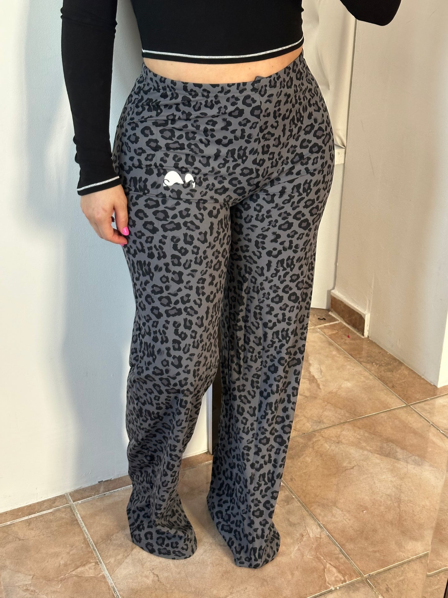 Gray Combo Leopard Pants