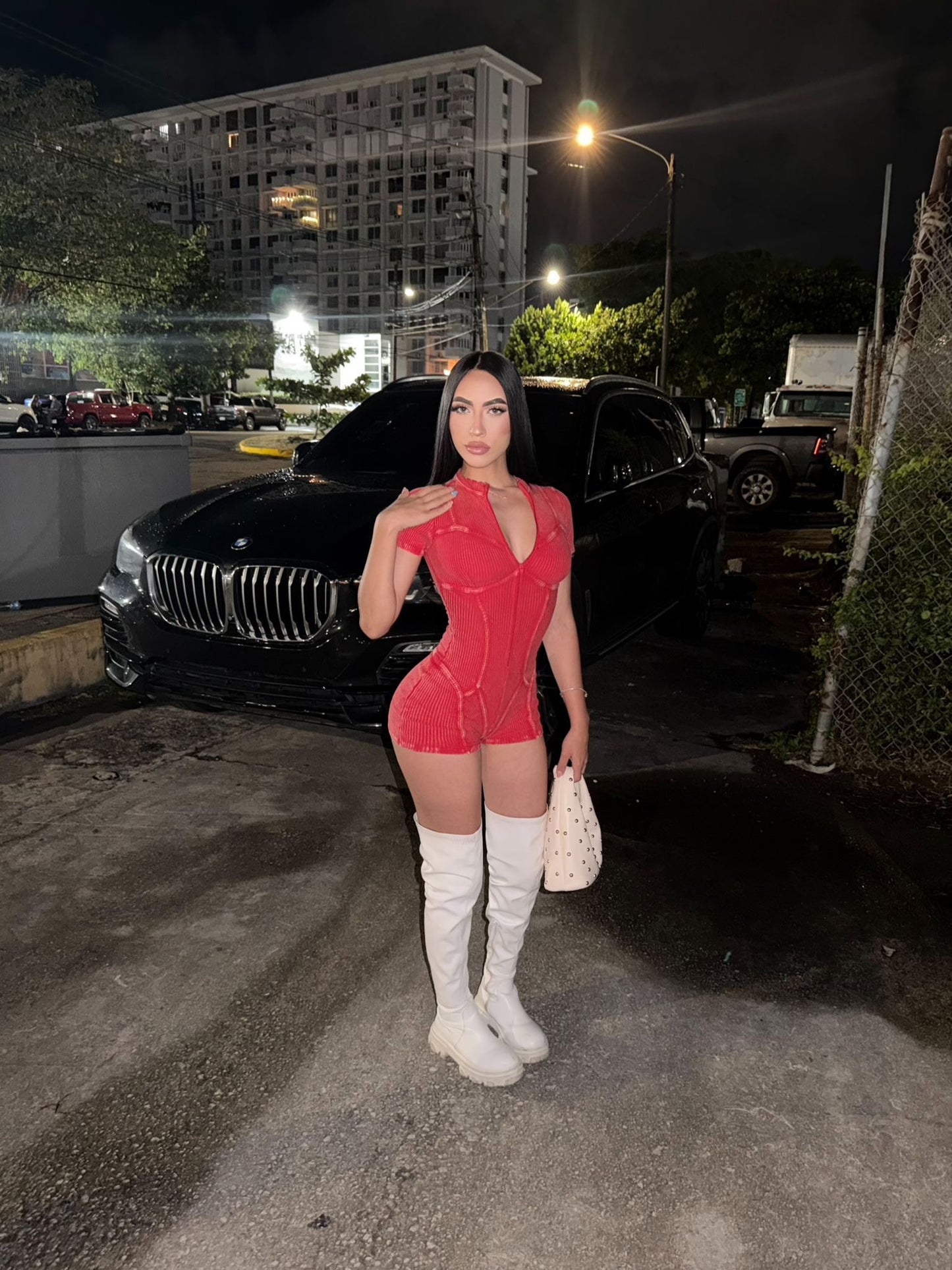 Petit Red Mineral Romper