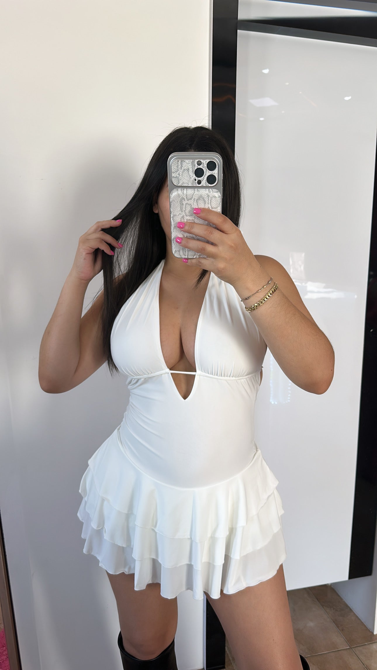 White Ruffle Dress
