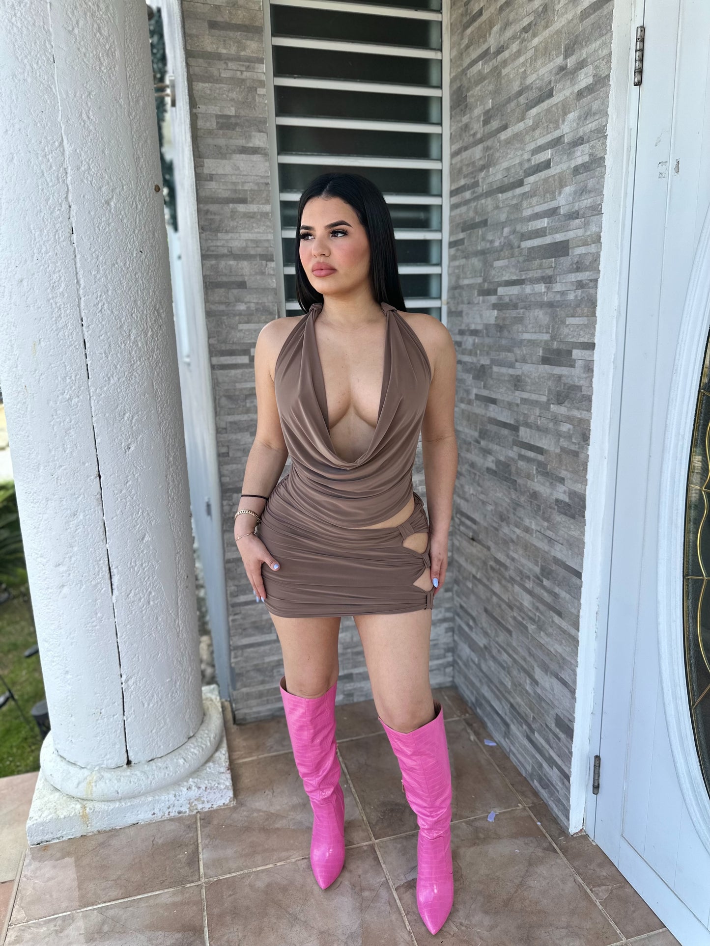 Mocha Sexy Skirt Set