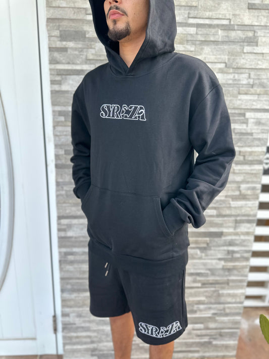 Black Men’s Hoodie Short Set