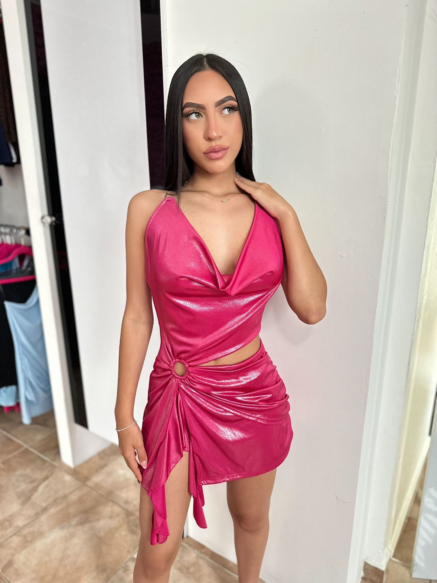 Pink Glossy Dress