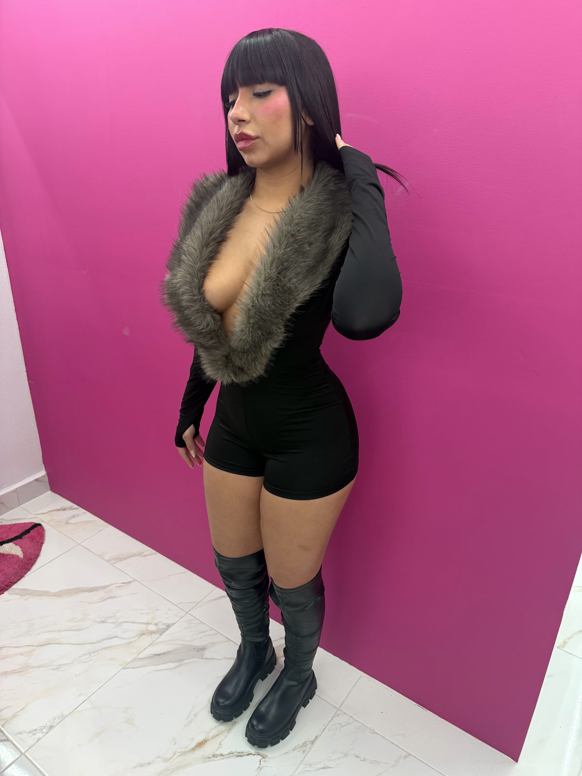 “Faux Fur Luxe” BlackRomper