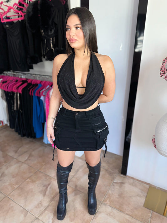Black Cargo Skirt