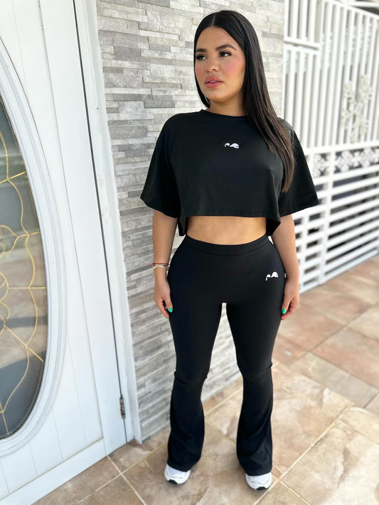 Crop Top & Pants Black Set