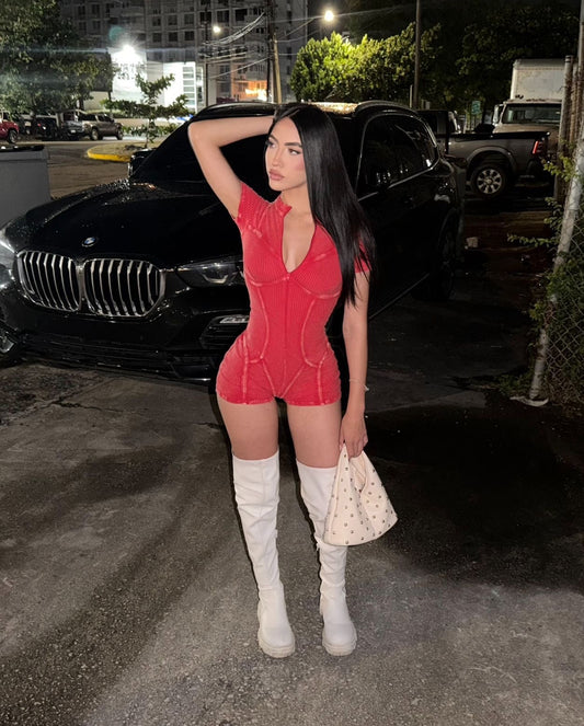 Petit Red Mineral Romper